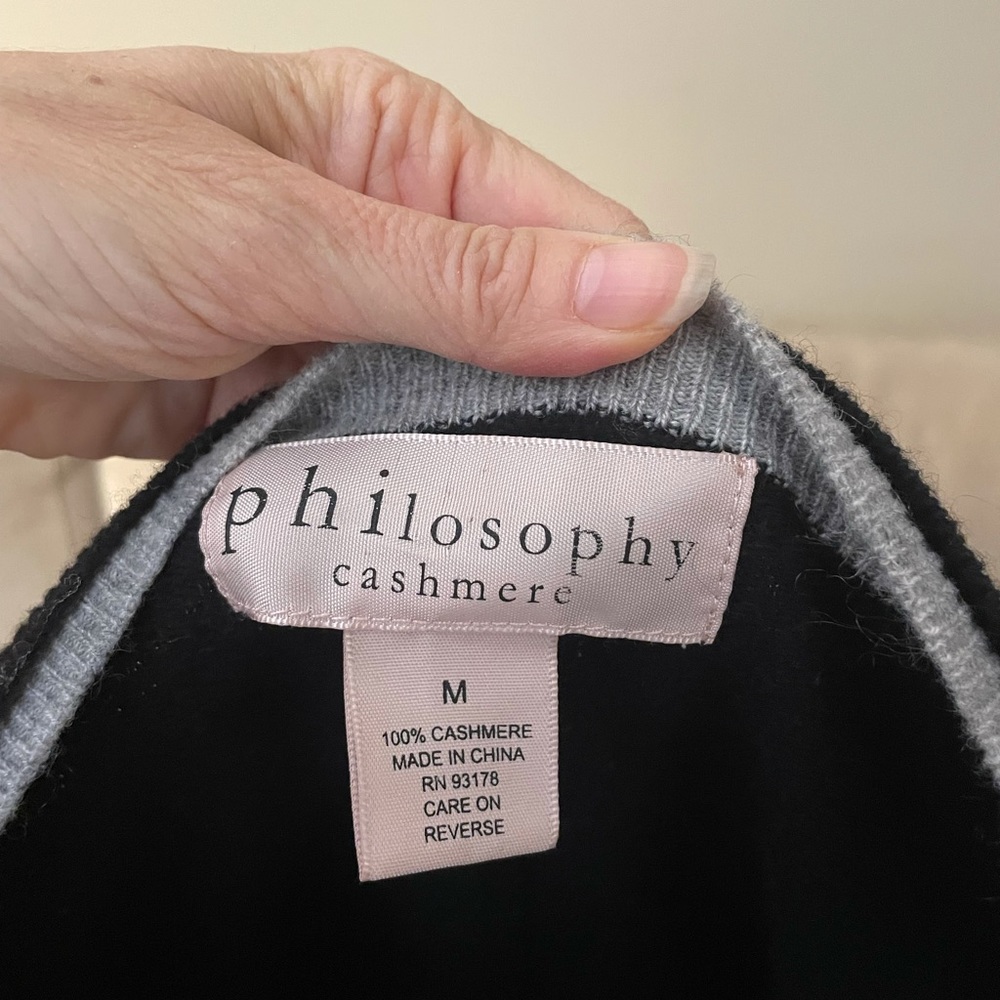 Philosophy 2- layer black and grey cashmere sweater - Picture 2 of 3